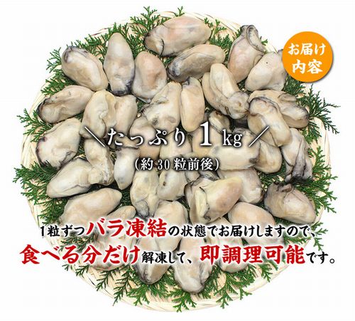 広島牡蠣は大粒むき身で冷凍一粒ずつバラ凍結